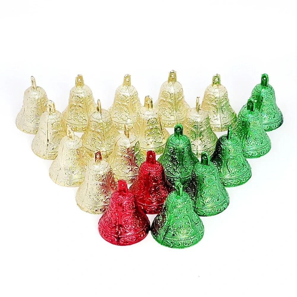 Lot of 20 Plastic Christmas Bell Shape Ornaments 2.25